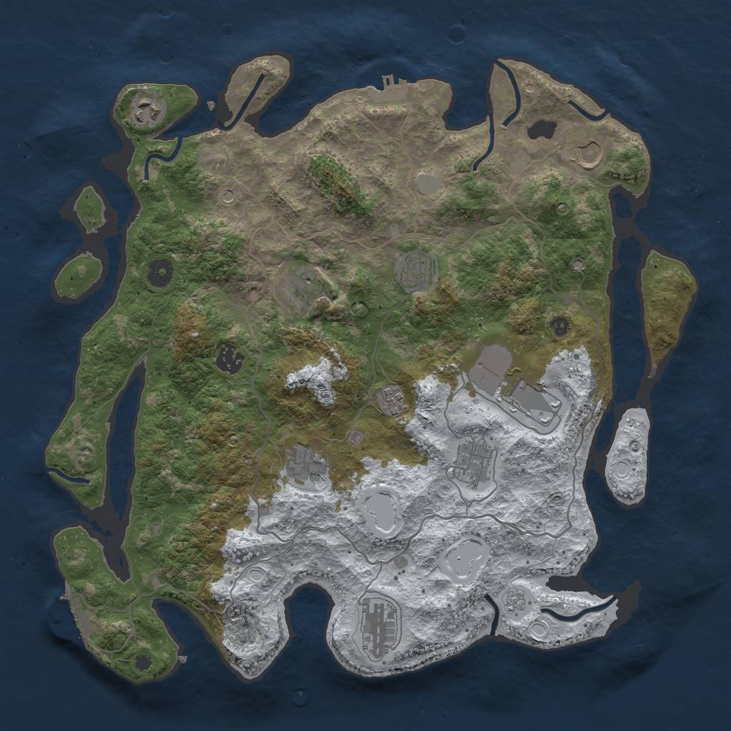 Rust Map: Procedural Map, Size: 4000, Seed: 315911, 19 Monuments