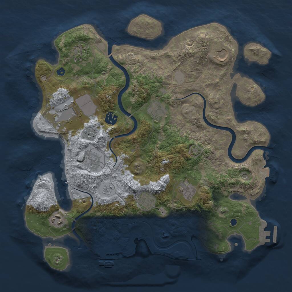 Rust Map: Procedural Map, Size: 3550, Seed: 369491, 16 Monuments