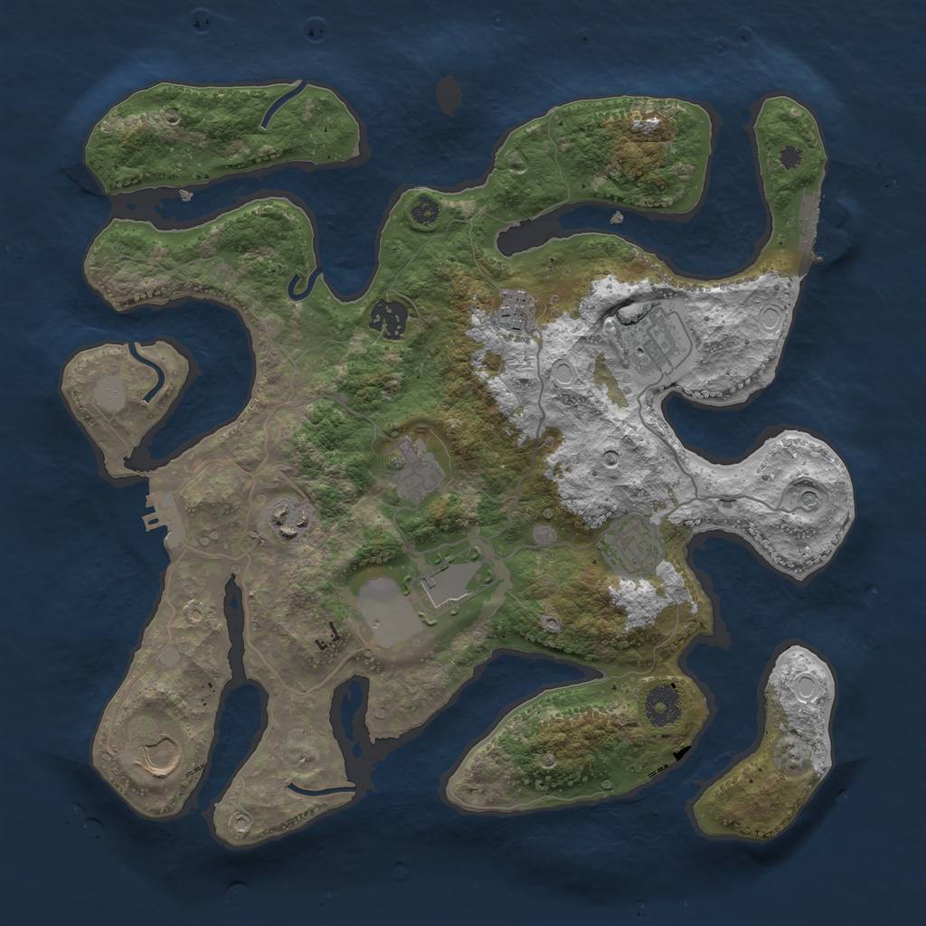 Rust Map: Procedural Map, Size: 3550, Seed: 646679, 16 Monuments