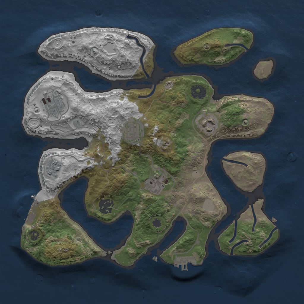 Rust Map: Procedural Map, Size: 3000, Seed: 828174, 13 Monuments