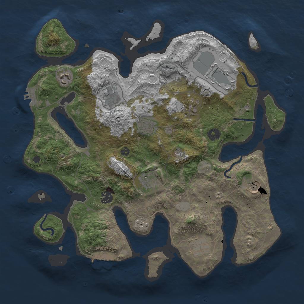 Rust Map: Procedural Map, Size: 3600, Seed: 835661651, 18 Monuments