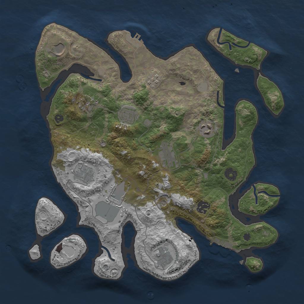 Rust Map: Procedural Map, Size: 3550, Seed: 605639, 18 Monuments