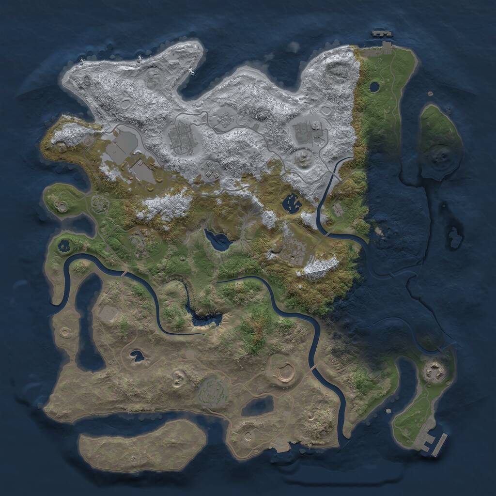 Rust Map: Procedural Map, Size: 4000, Seed: 34861, 16 Monuments