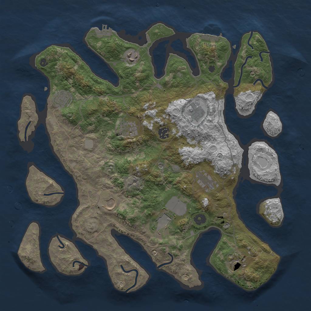 Rust Map: Procedural Map, Size: 4000, Seed: 651419, 17 Monuments