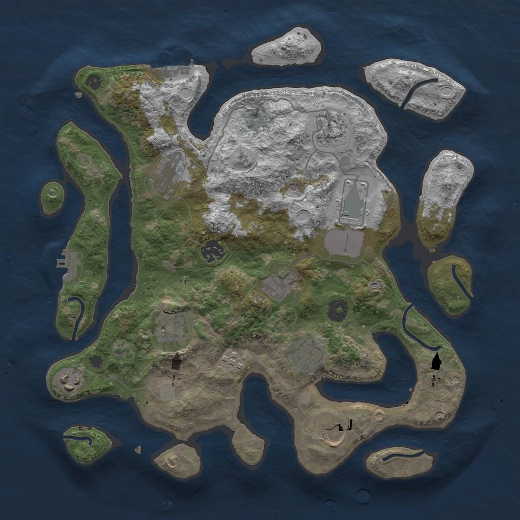 Rust Map: Procedural Map, Size: 3550, Seed: 416270, 18 Monuments