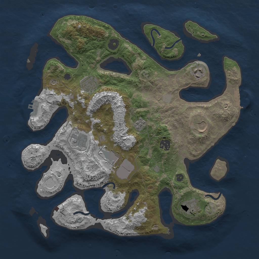 Rust Map: Procedural Map, Size: 3550, Seed: 12507, 16 Monuments
