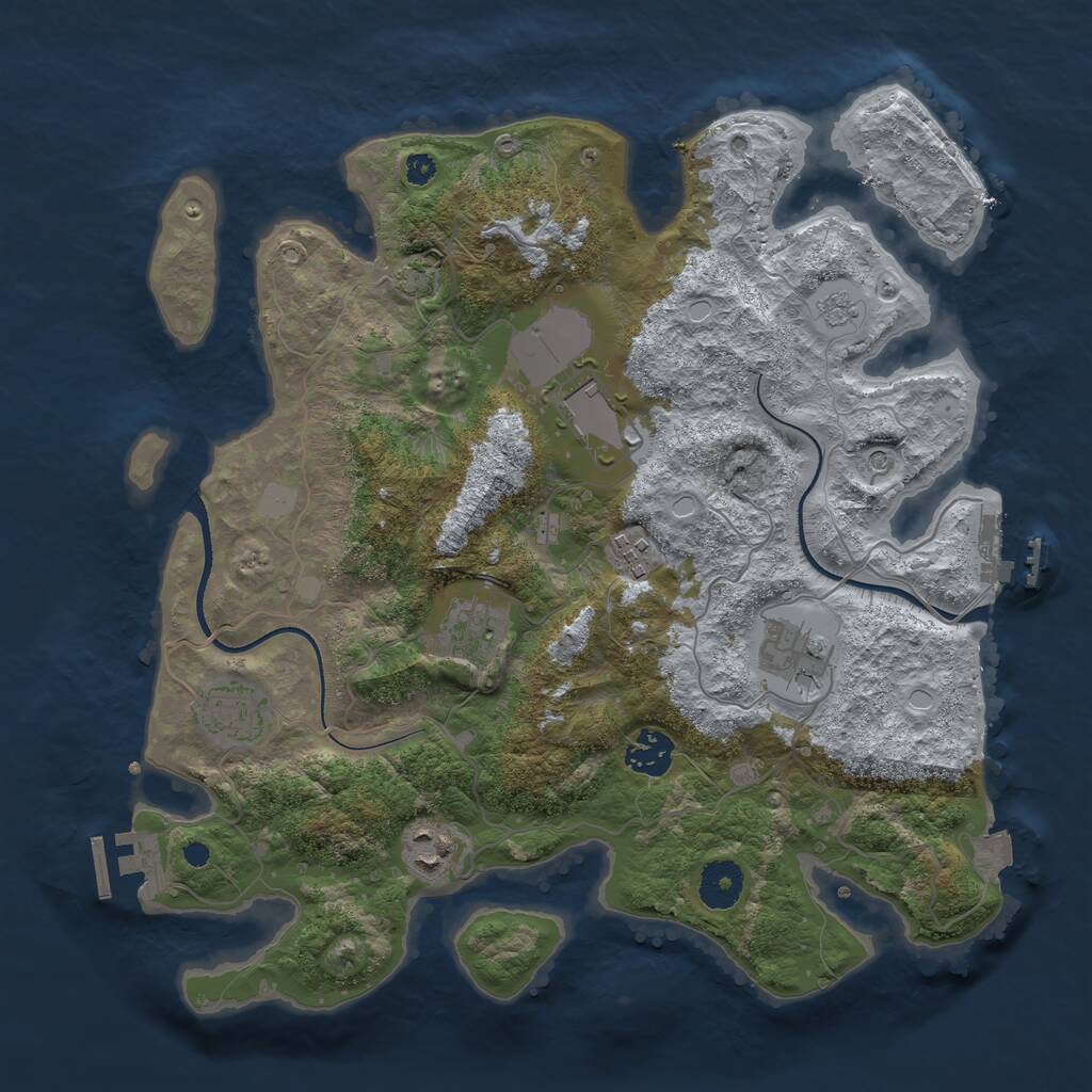Rust Map: Procedural Map, Size: 3500, Seed: 277817, 13 Monuments