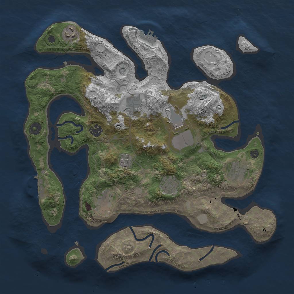 Rust Map: Procedural Map, Size: 3550, Seed: 616954, 16 Monuments