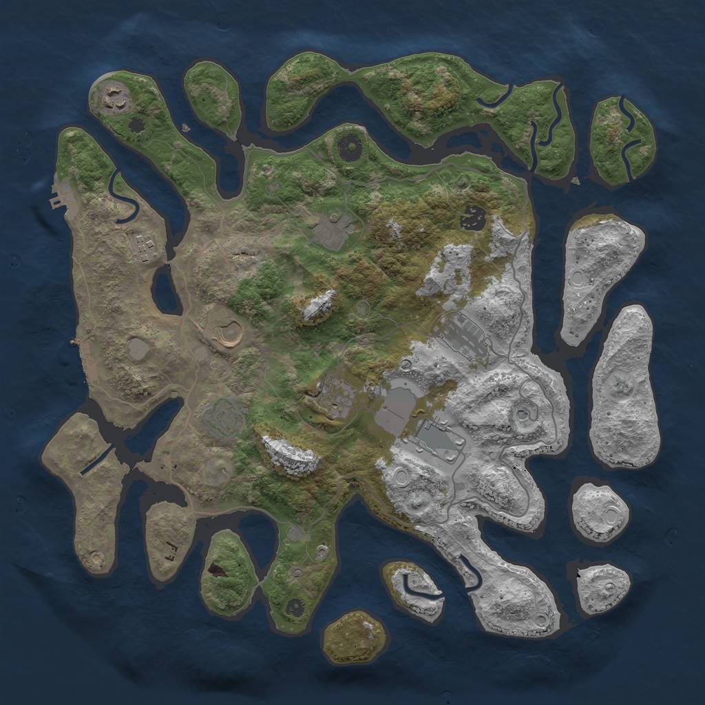 Rust Map: Procedural Map, Size: 4000, Seed: 556456, 17 Monuments