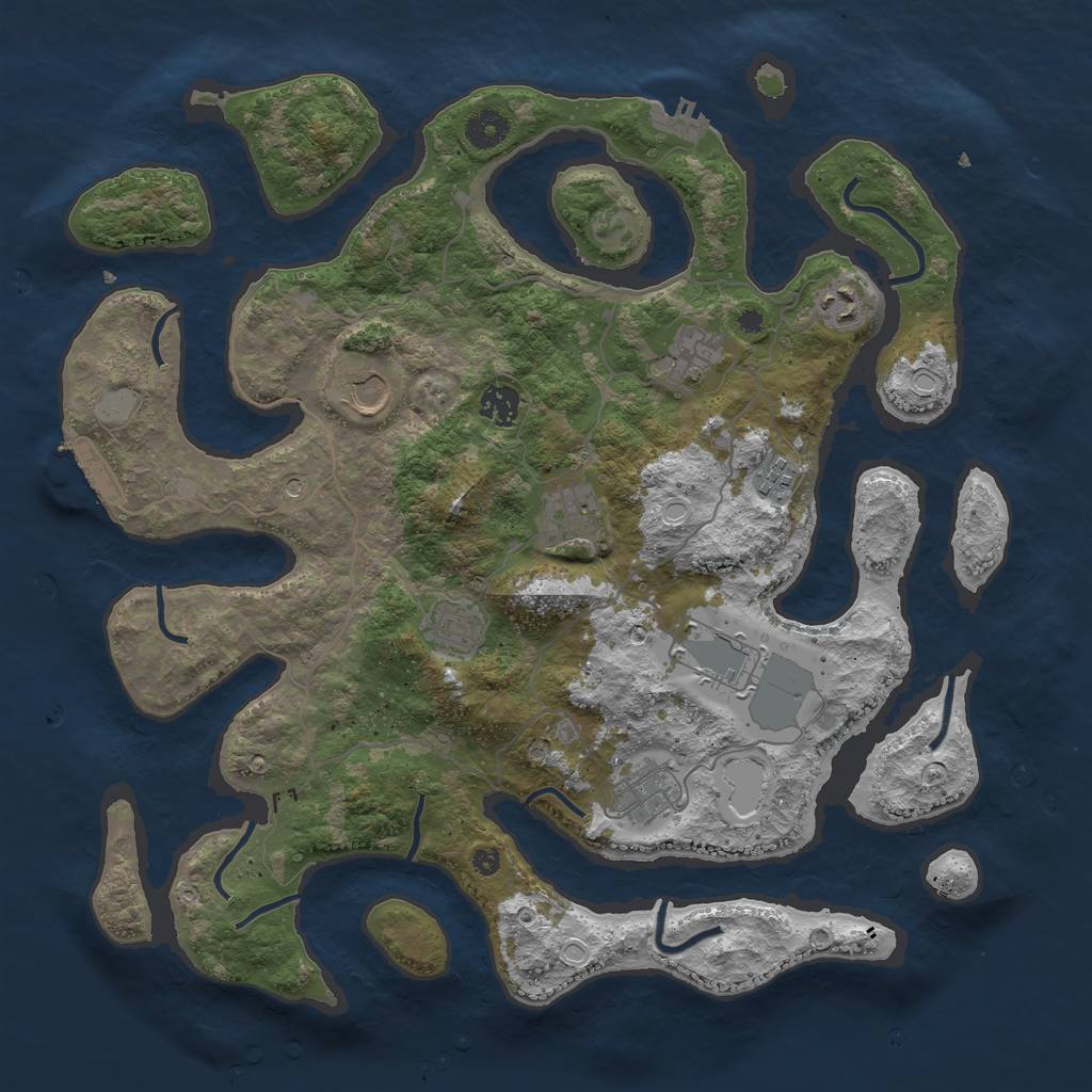 Rust Map: Procedural Map, Size: 4000, Seed: 303680, 17 Monuments
