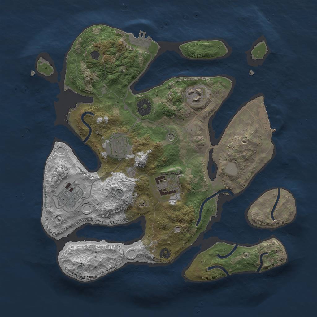 Rust Map: Procedural Map, Size: 3000, Seed: 819285, 12 Monuments
