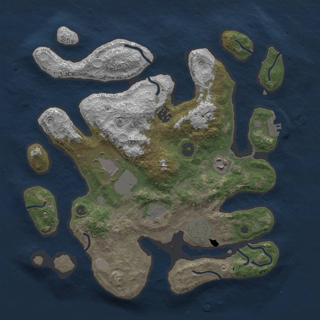 Rust Map: Procedural Map, Size: 3500, Seed: 90123, 12 Monuments