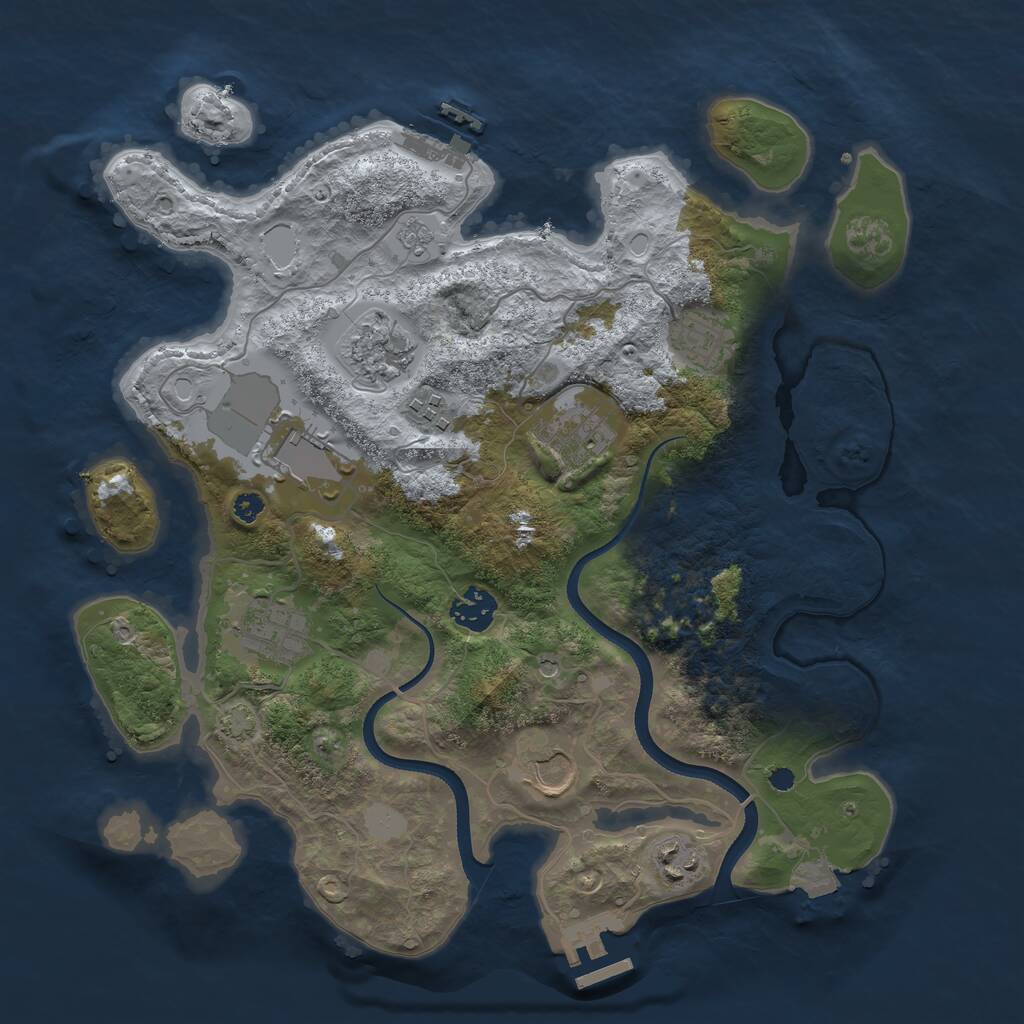 Rust Map: Procedural Map, Size: 3500, Seed: 90123, 15 Monuments