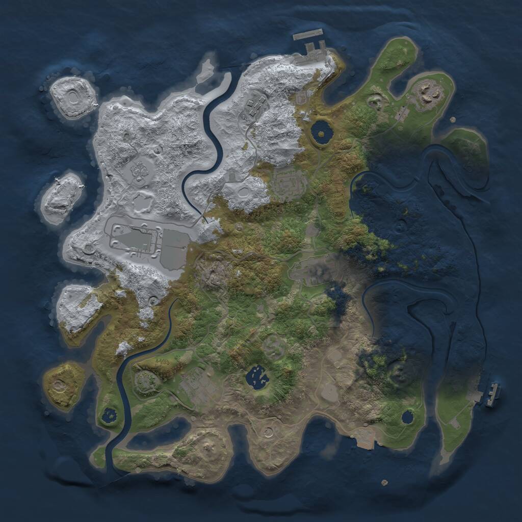 Rust Map: Procedural Map, Size: 3500, Seed: 2147483630, 13 Monuments
