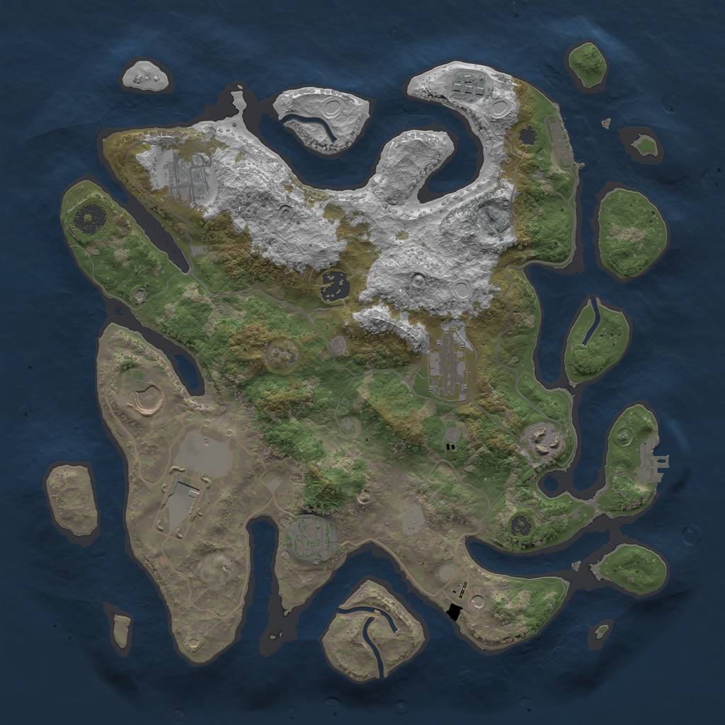 Rust Map: Procedural Map, Size: 3550, Seed: 658463, 16 Monuments