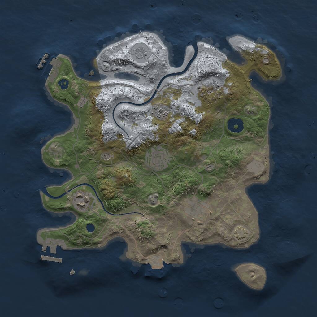 Rust Map: Procedural Map, Size: 3000, Seed: 2435463, 11 Monuments