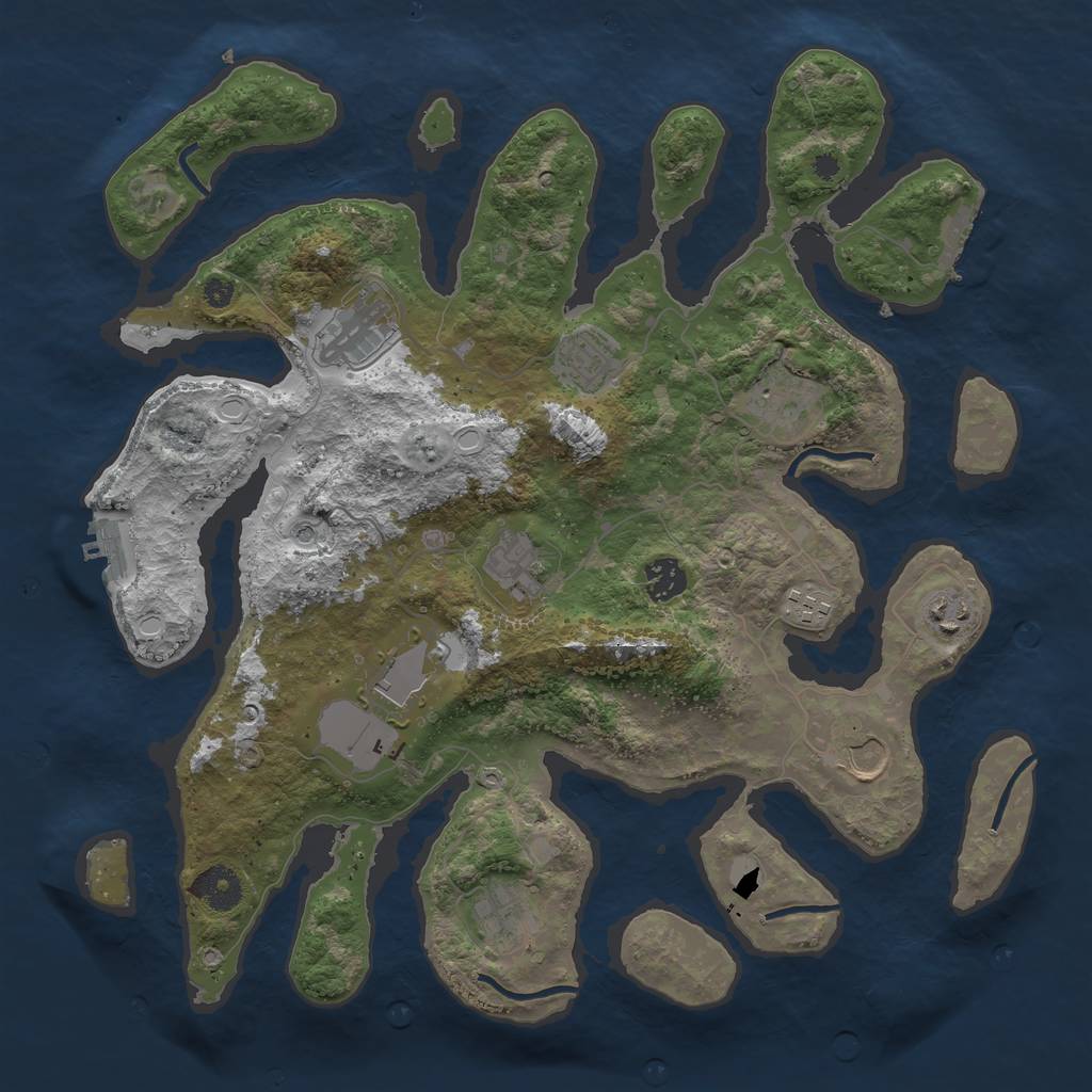 Rust Map: Procedural Map, Size: 3800, Seed: 683382795, 18 Monuments