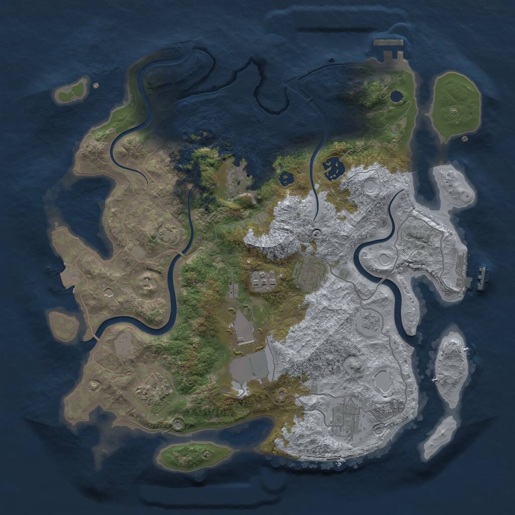 Rust Map: Procedural Map, Size: 3500, Seed: 902613, 13 Monuments