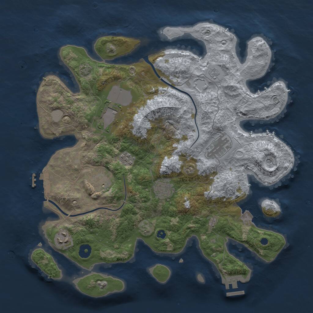 Rust Map: Procedural Map, Size: 3500, Seed: 711154, 12 Monuments