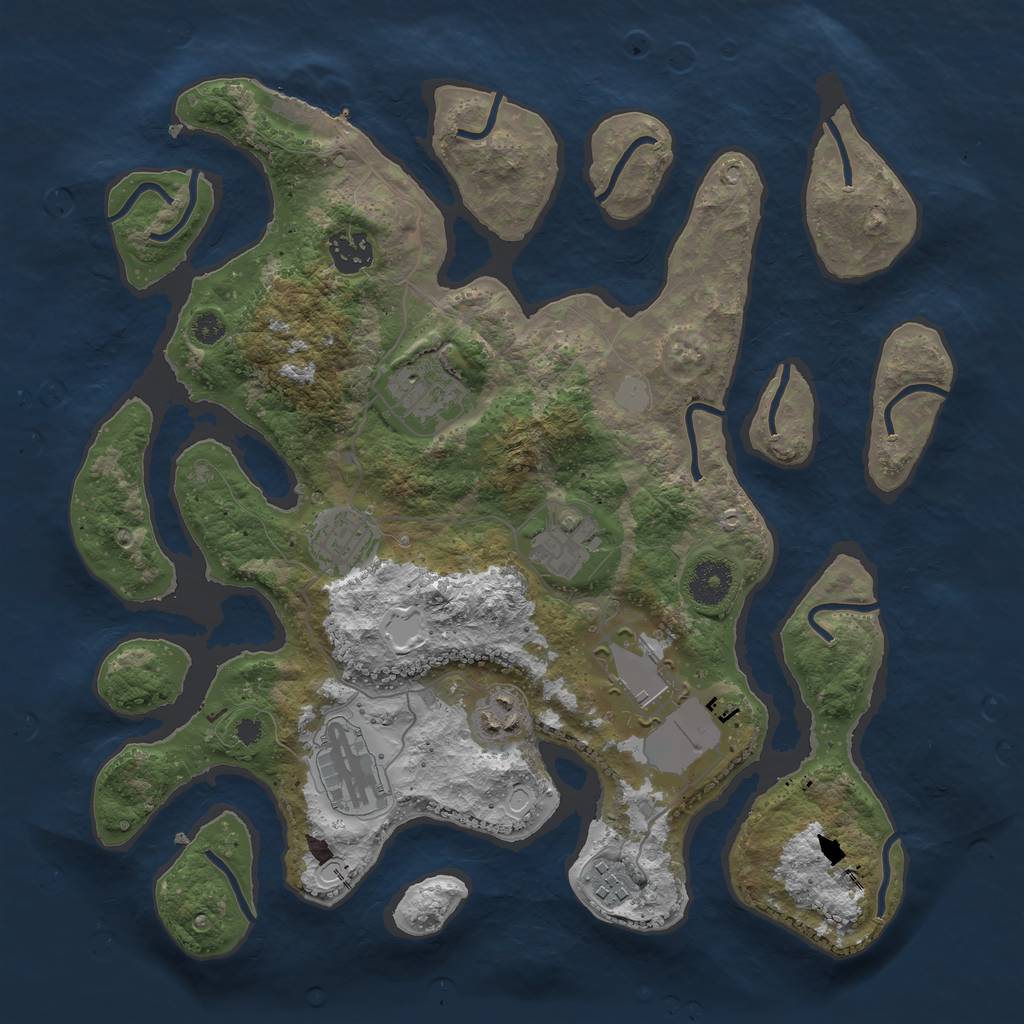 Rust Map: Procedural Map, Size: 3500, Seed: 8675309, 14 Monuments