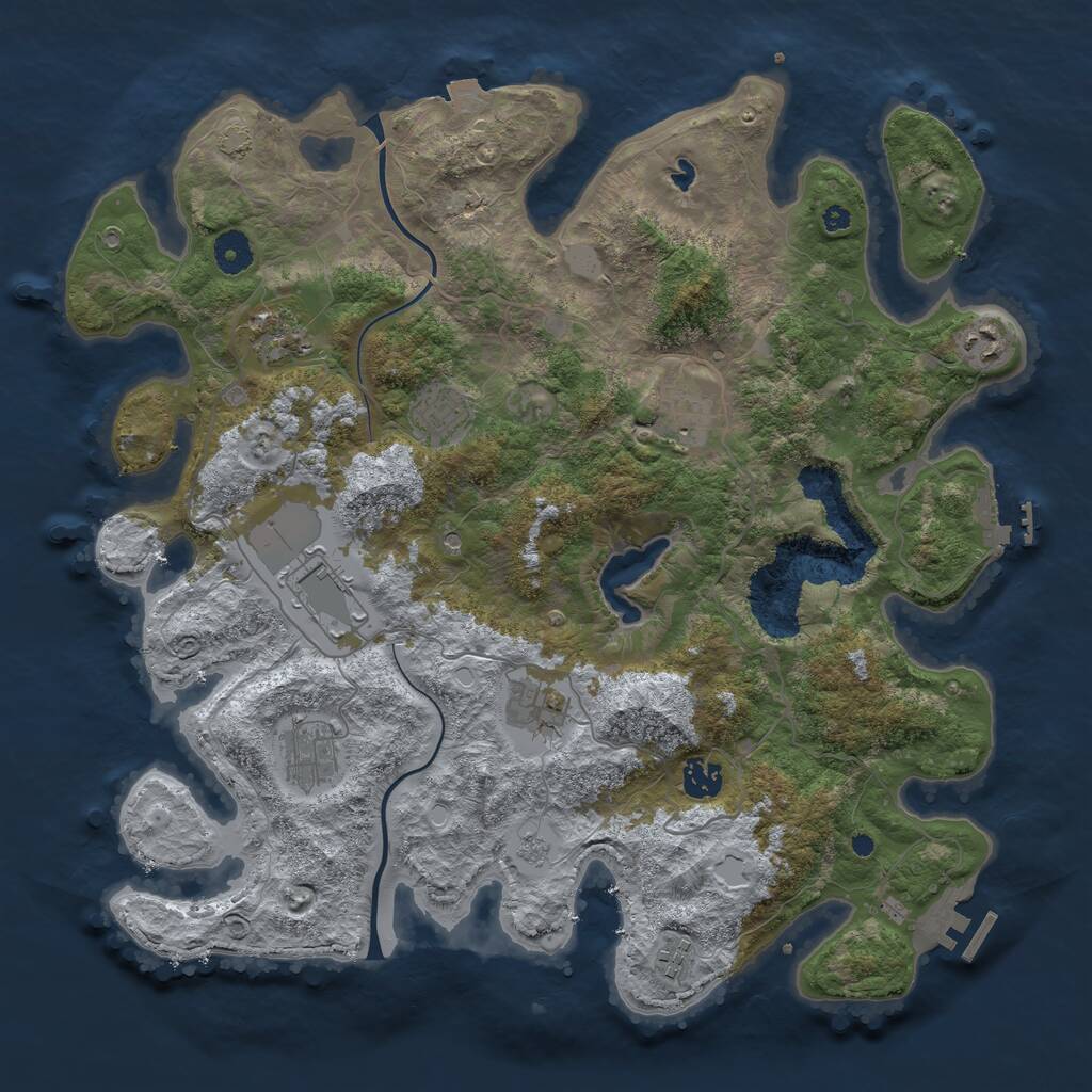 Rust Map: Procedural Map, Size: 4000, Seed: 77304, 15 Monuments