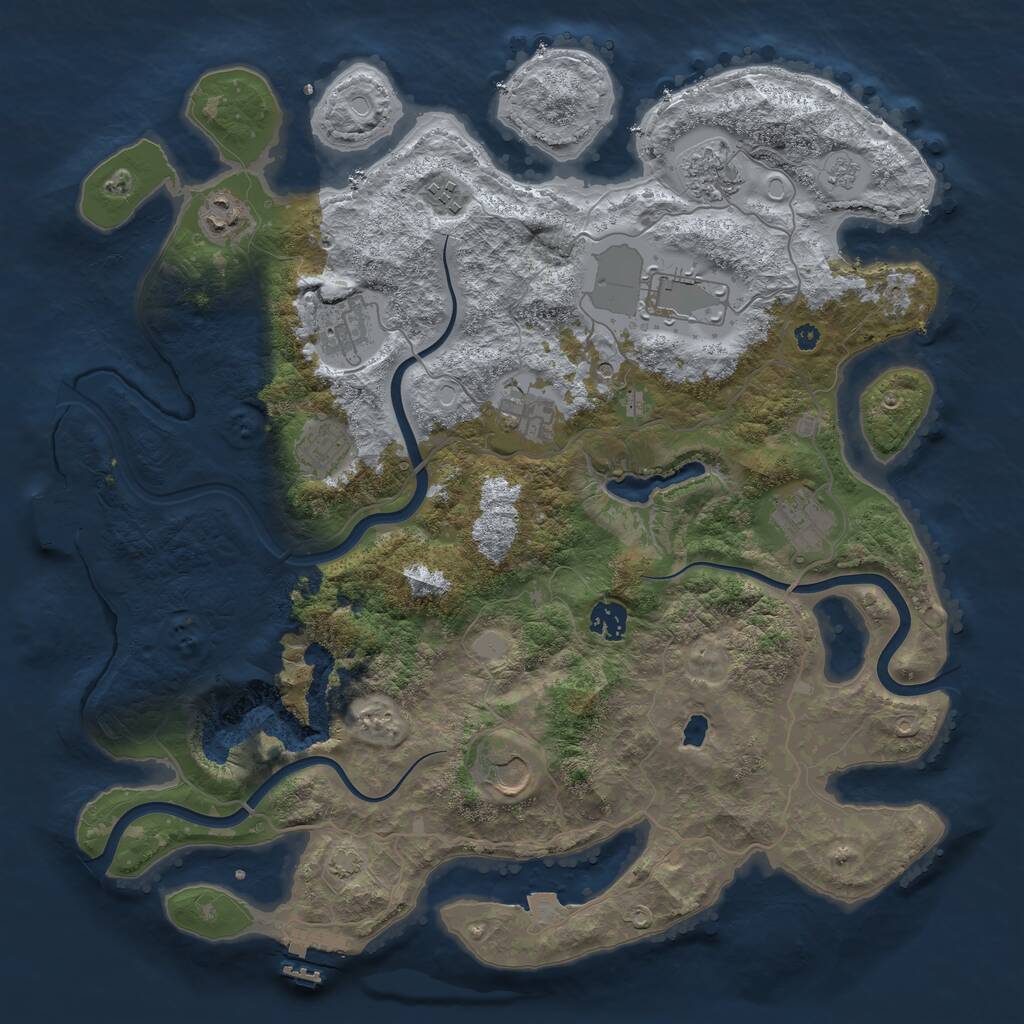 Rust Map: Procedural Map, Size: 4000, Seed: 93750, 16 Monuments