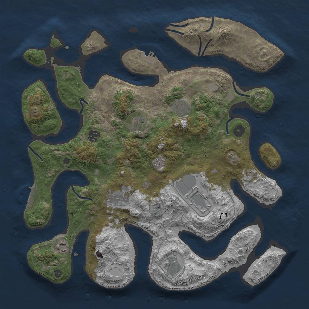Rust Map: Procedural Map, Size: 4000, Seed: 978455, 16 Monuments