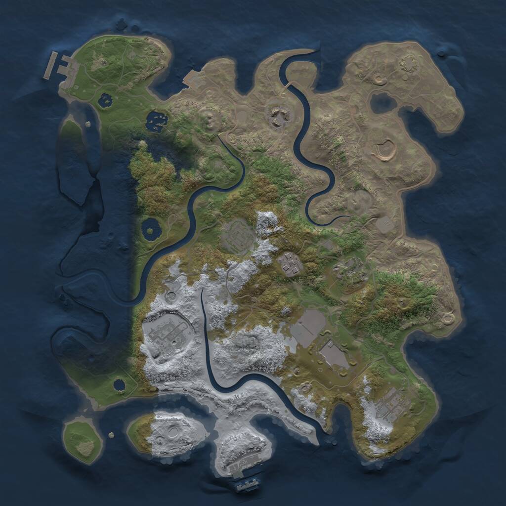 Rust Map: Procedural Map, Size: 3550, Seed: 407451, 14 Monuments