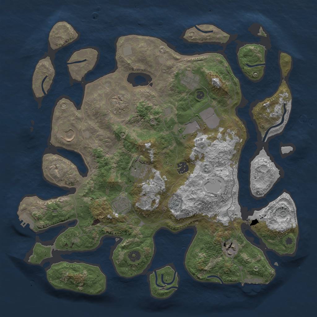 Rust Map: Procedural Map, Size: 4000, Seed: 852776, 17 Monuments