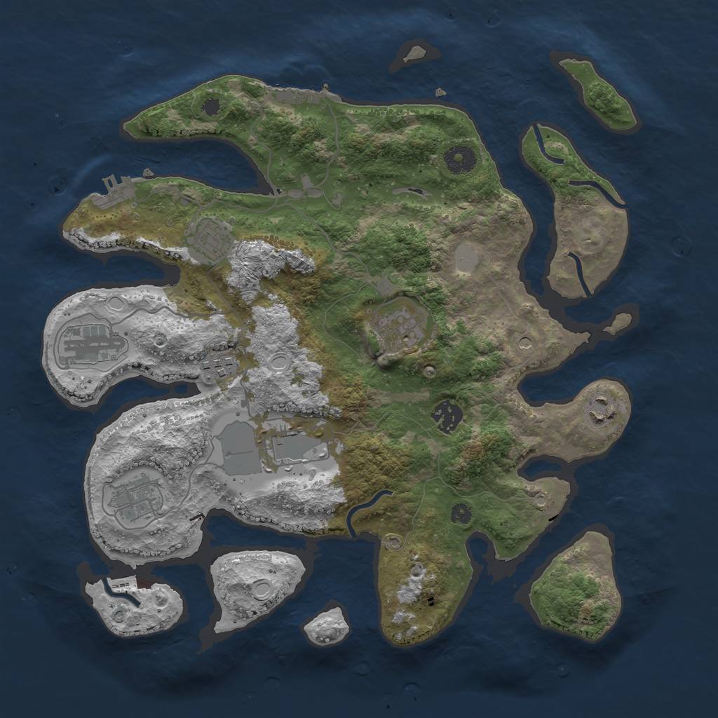 Rust Map: Procedural Map, Size: 3550, Seed: 907238, 16 Monuments