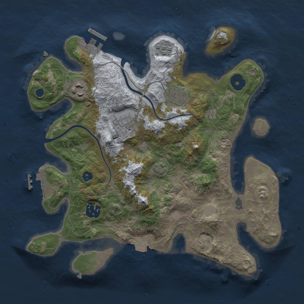 Rust Map: Procedural Map, Size: 3000, Seed: 2433249, 9 Monuments