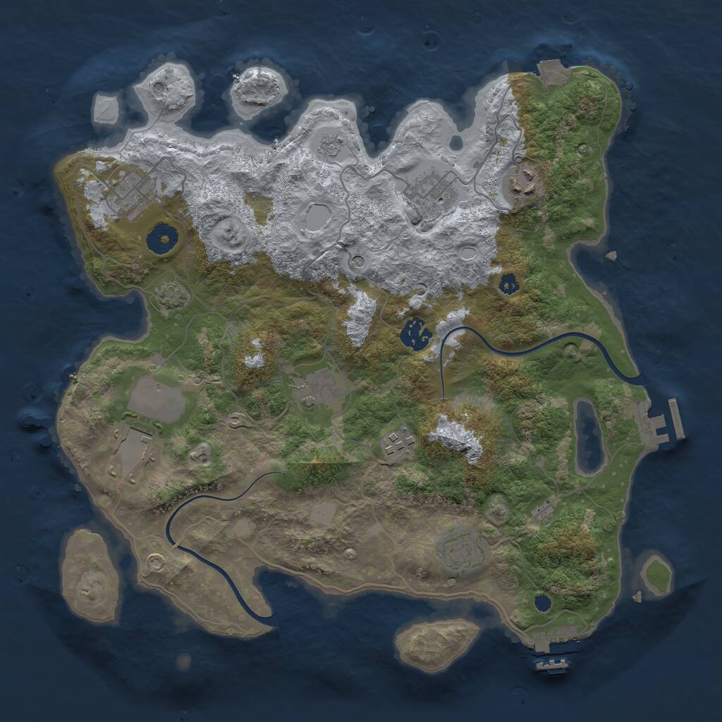 Rust Map: Procedural Map, Size: 3550, Seed: 32237, 14 Monuments