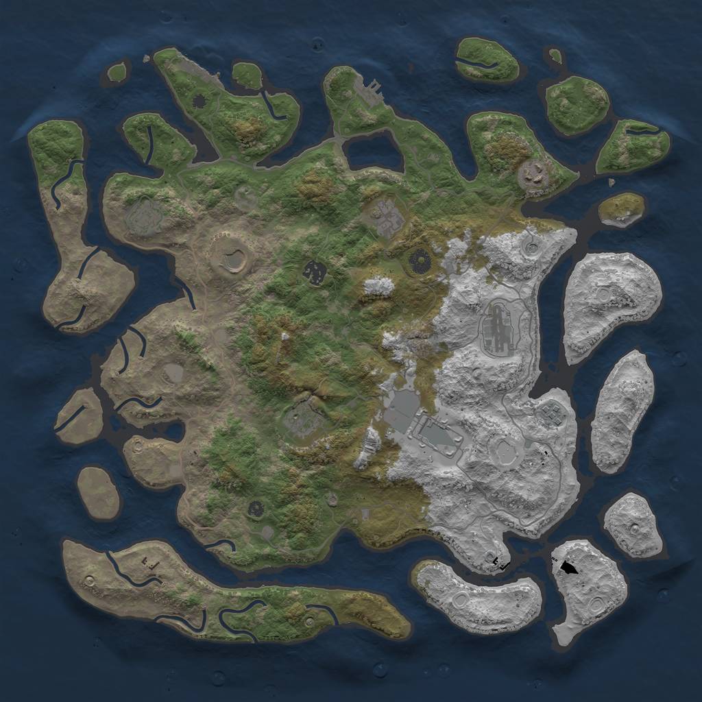 Rust Map: Procedural Map, Size: 4500, Seed: 3956893, 17 Monuments