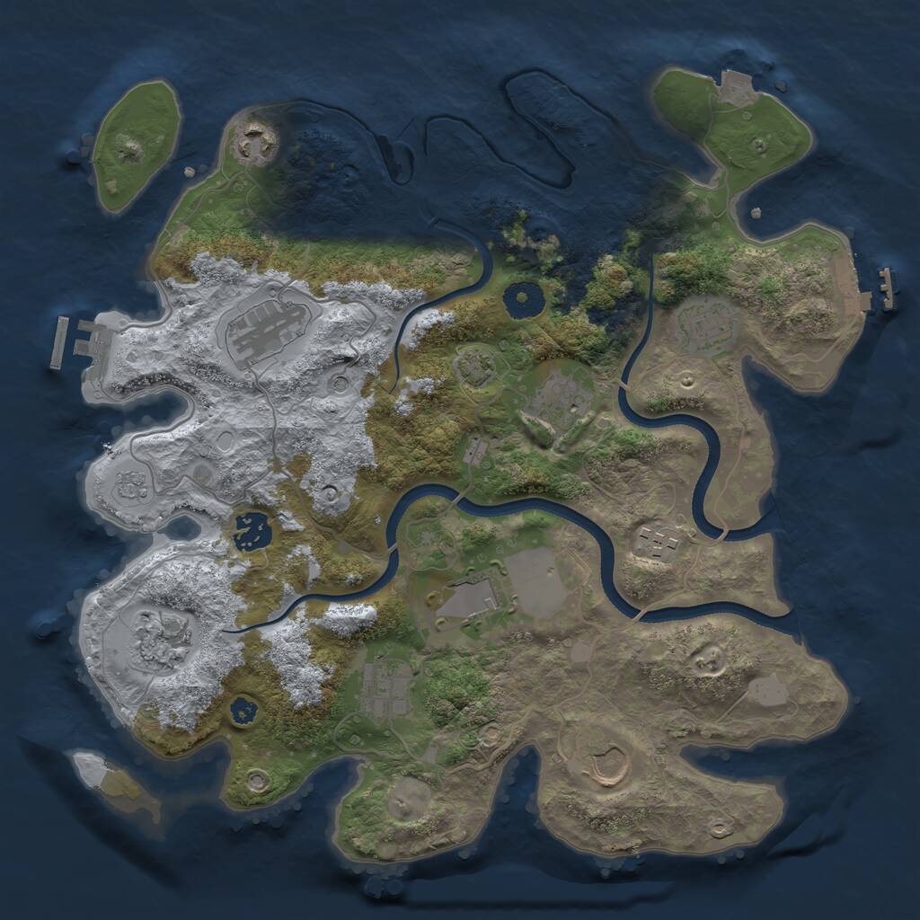 Rust Map: Procedural Map, Size: 3500, Seed: 5565000, 16 Monuments