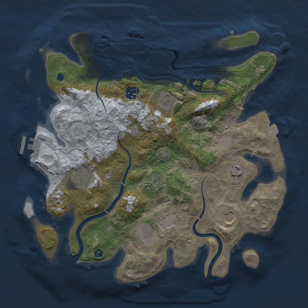 Rust Map: Procedural Map, Size: 3500, Seed: 304884919, 14 Monuments