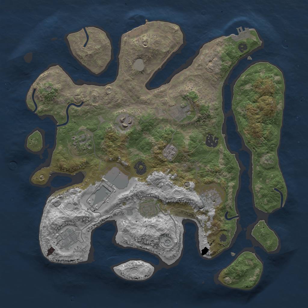 Rust Map: Procedural Map, Size: 3500, Seed: 12345658, 17 Monuments