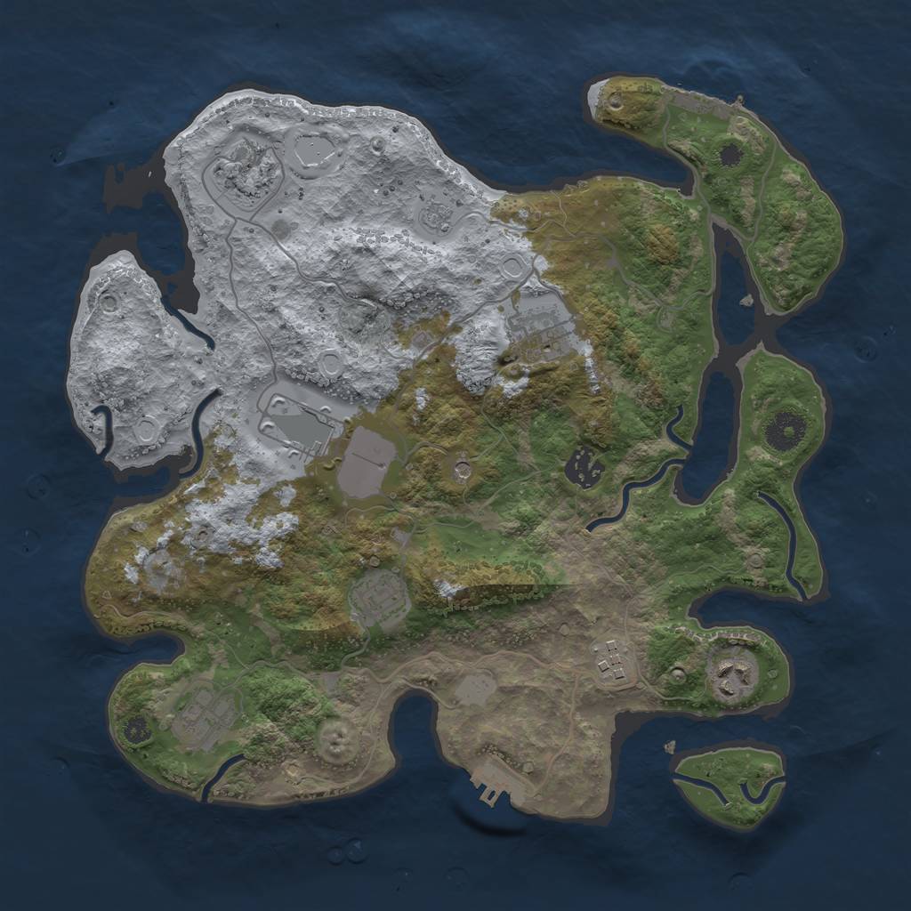 Rust Map: Procedural Map, Size: 3500, Seed: 535100, 17 Monuments