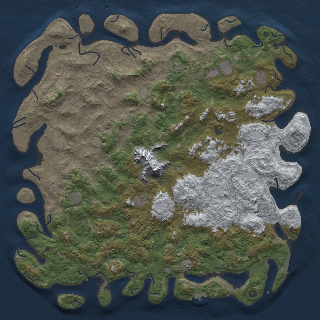 Rust Map: Procedural Map, Size: 6000, Seed: 34, 20 Monuments