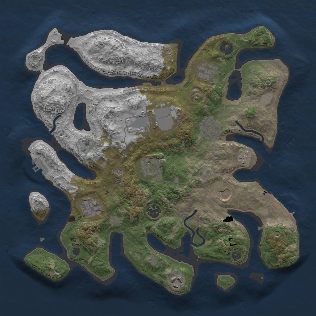 Rust Map: Procedural Map, Size: 3550, Seed: 47159, 17 Monuments