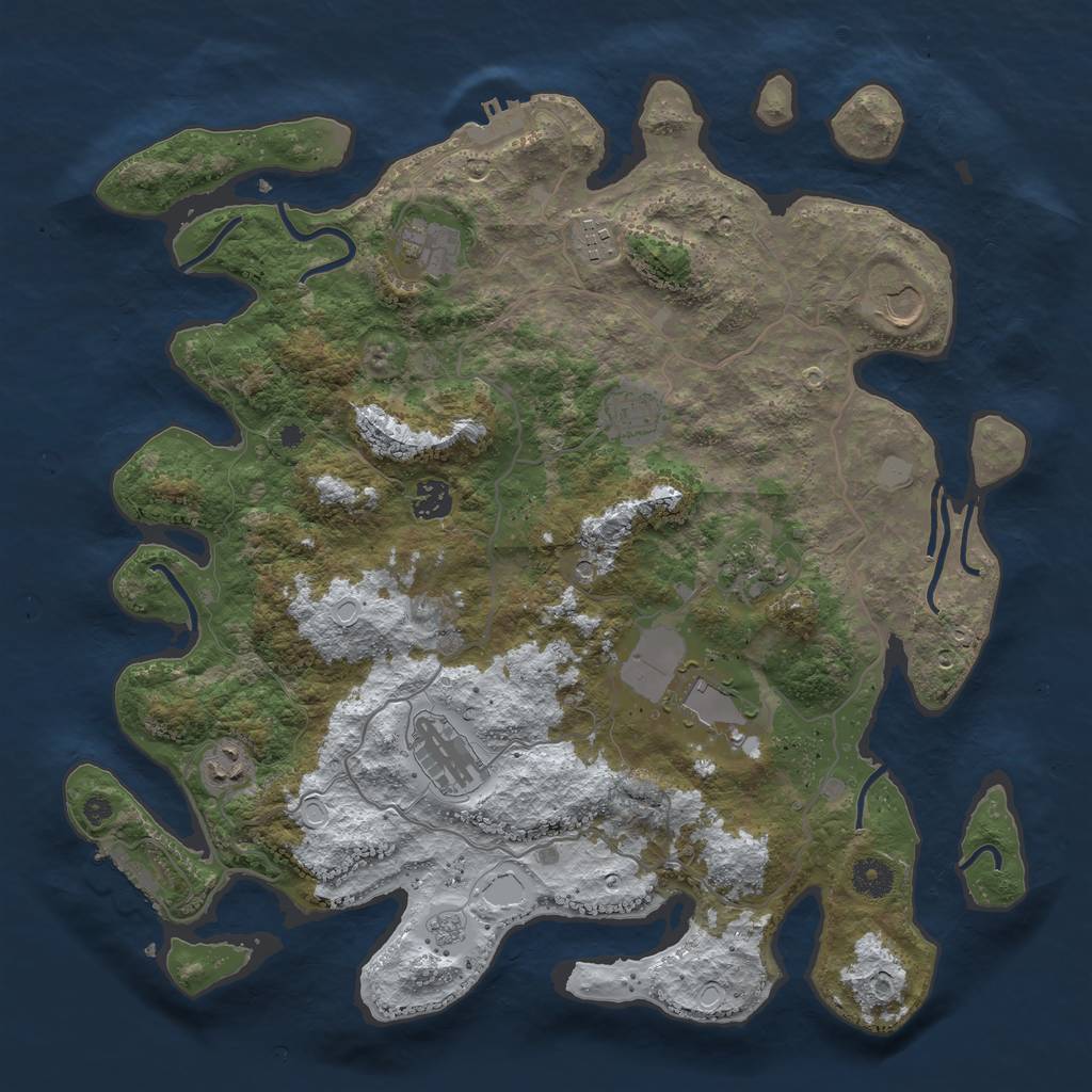 Rust Map: Procedural Map, Size: 4000, Seed: 158574, 18 Monuments