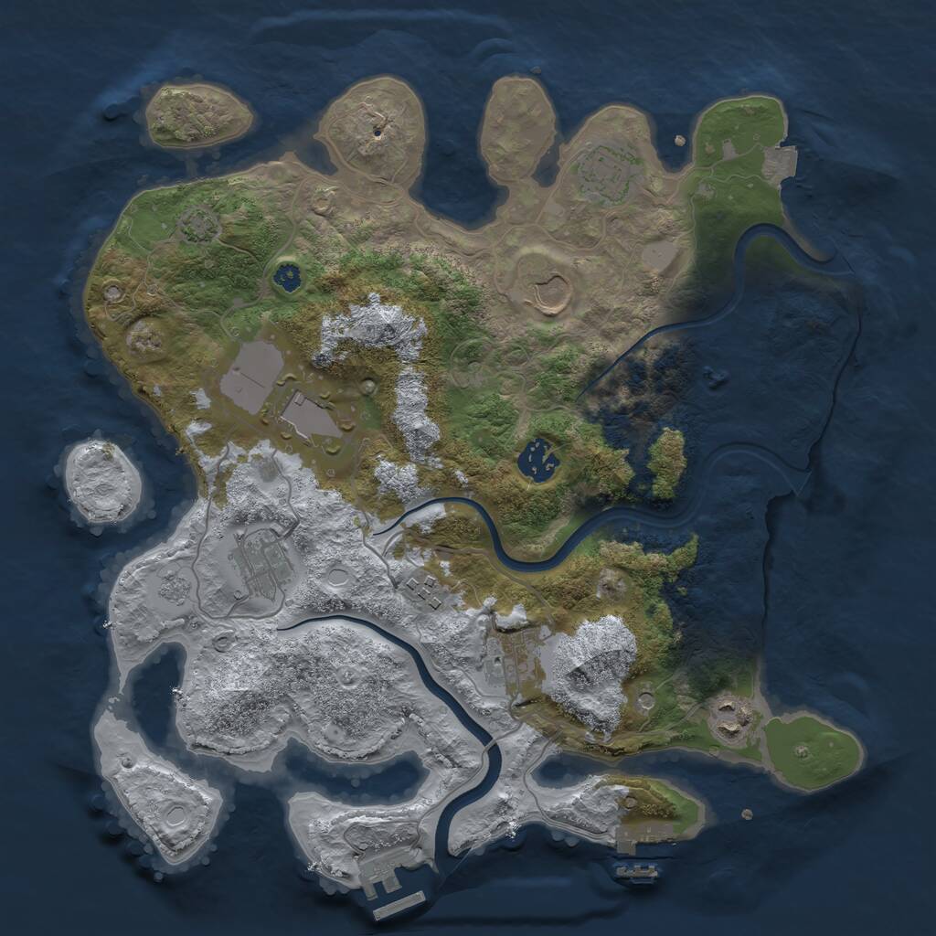 Rust Map: Procedural Map, Size: 3500, Seed: 925987768, 14 Monuments