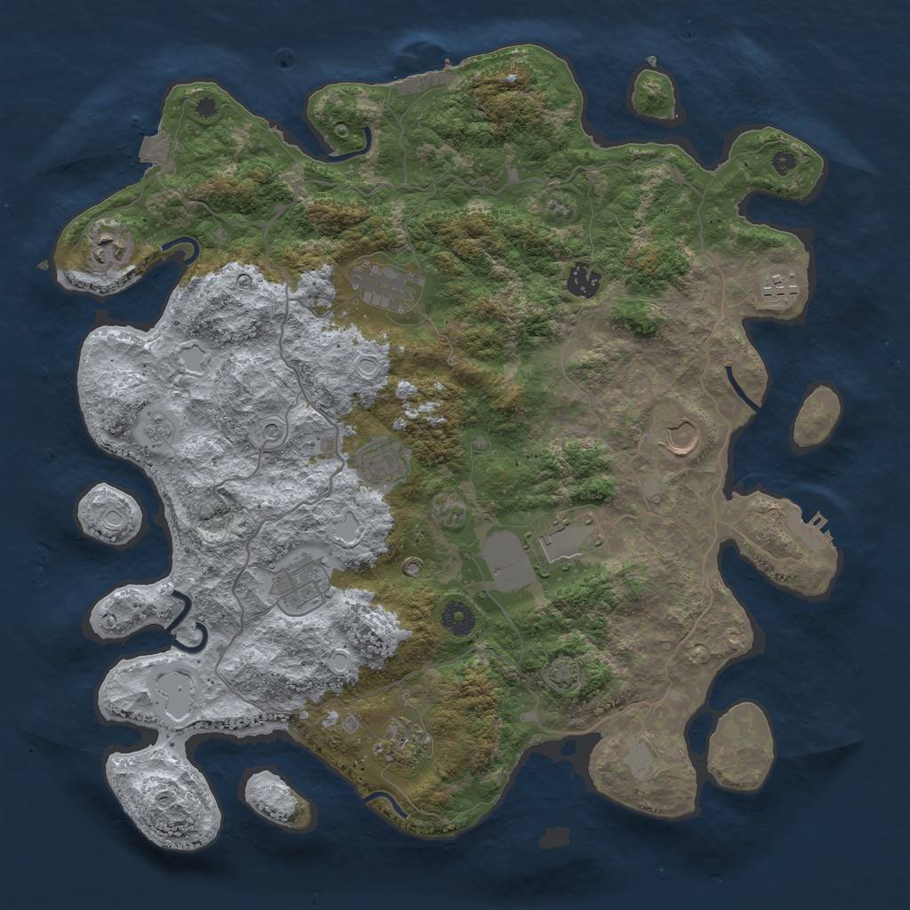 Rust Map: Procedural Map, Size: 4000, Seed: 492210, 17 Monuments