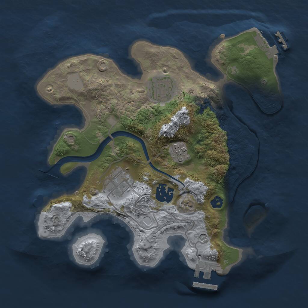 Rust Map: Procedural Map, Size: 2500, Seed: 458265, 8 Monuments
