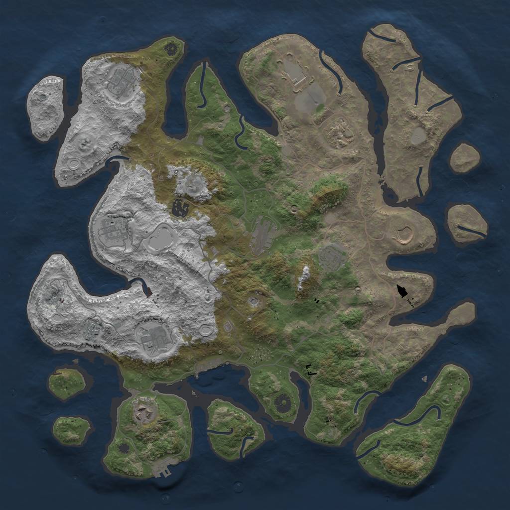 Rust Map: Procedural Map, Size: 4300, Seed: 1109833825, 19 Monuments