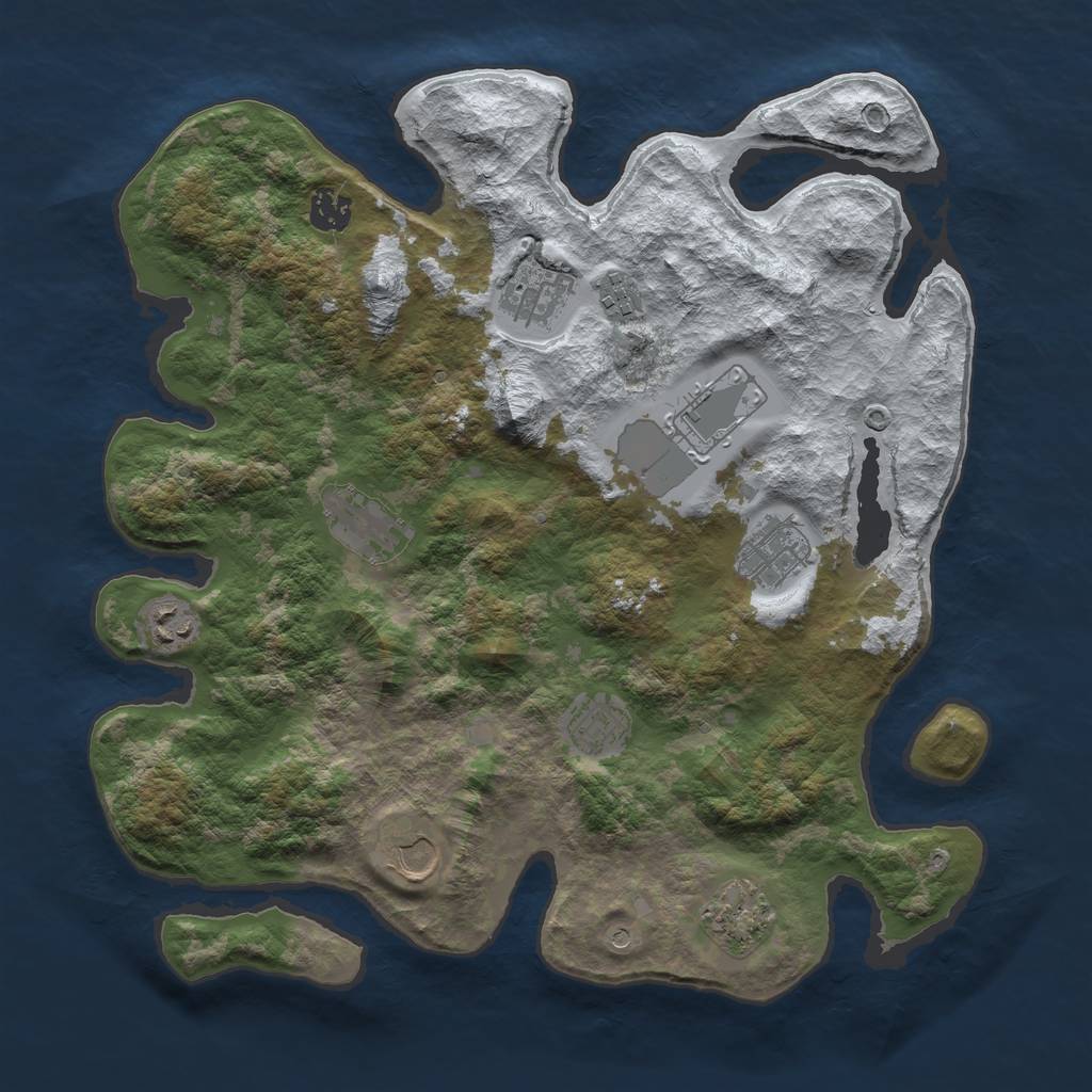 Rust Map: Barren, Size: 3750, Seed: 149768670, 13 Monuments