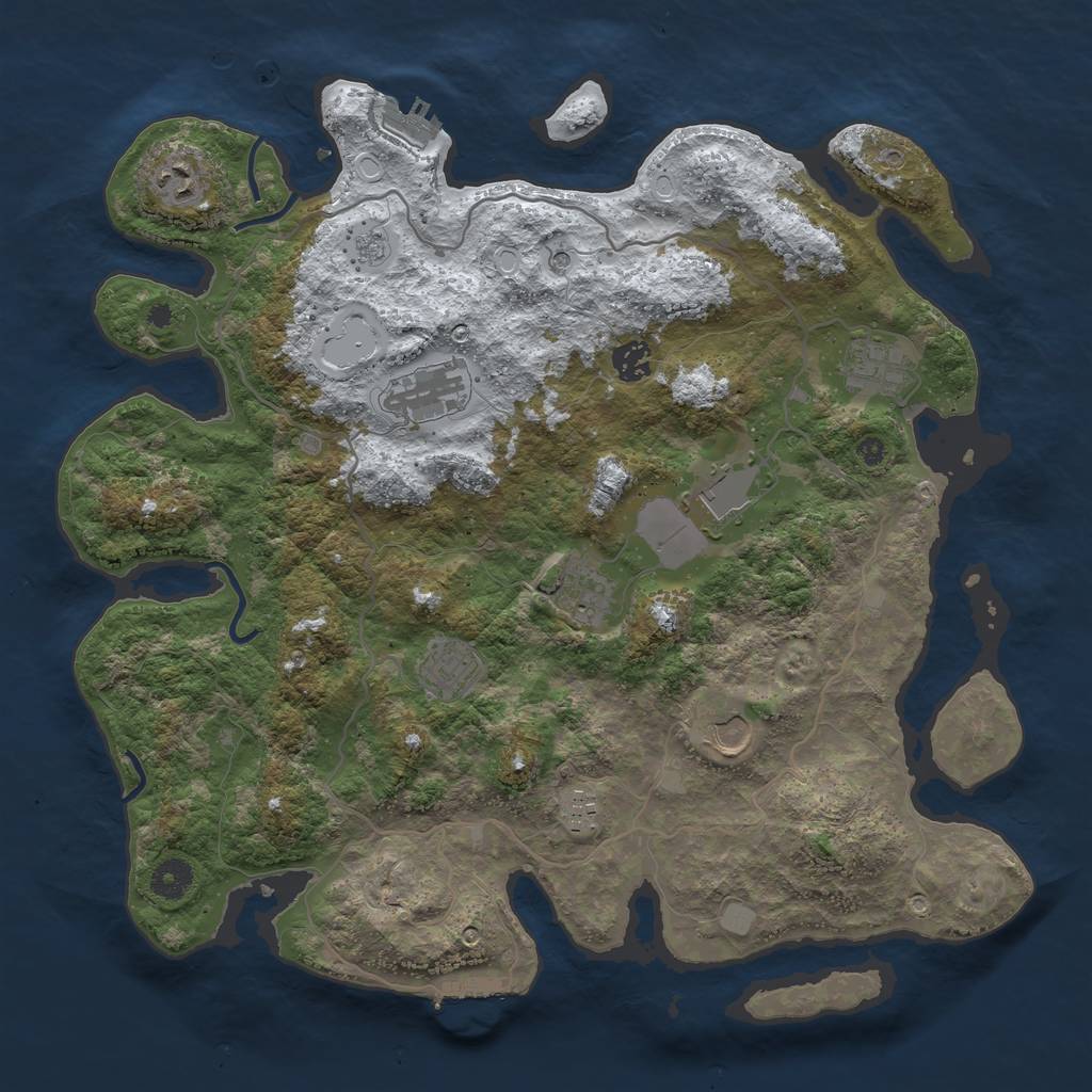 Rust Map: Procedural Map, Size: 4000, Seed: 601649701, 18 Monuments