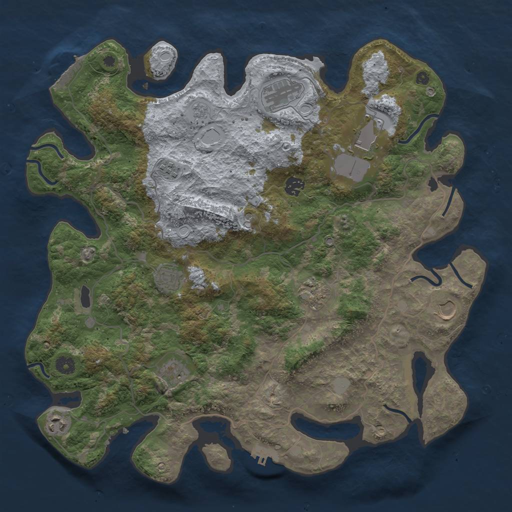 Rust Map: Procedural Map, Size: 4000, Seed: 43792, 18 Monuments