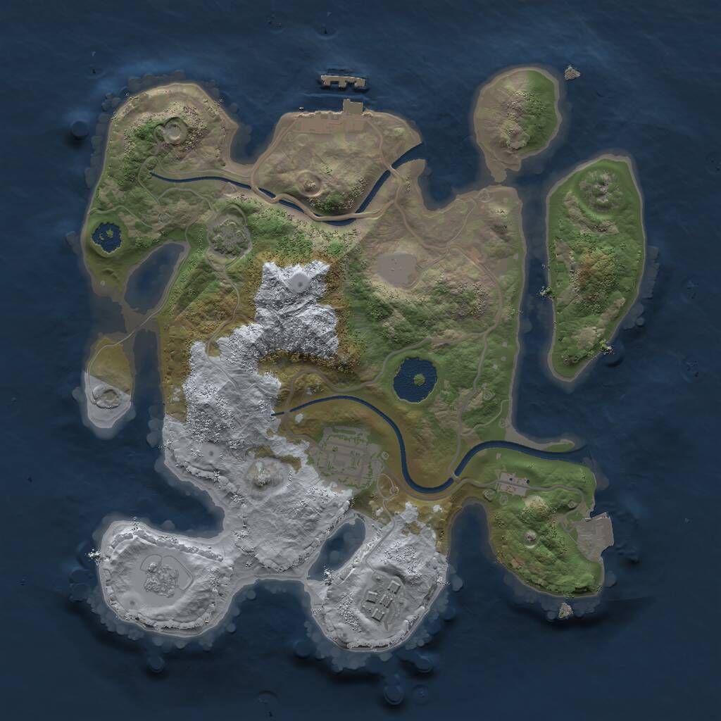 Rust Map: Procedural Map, Size: 2500, Seed: 19017384, 6 Monuments