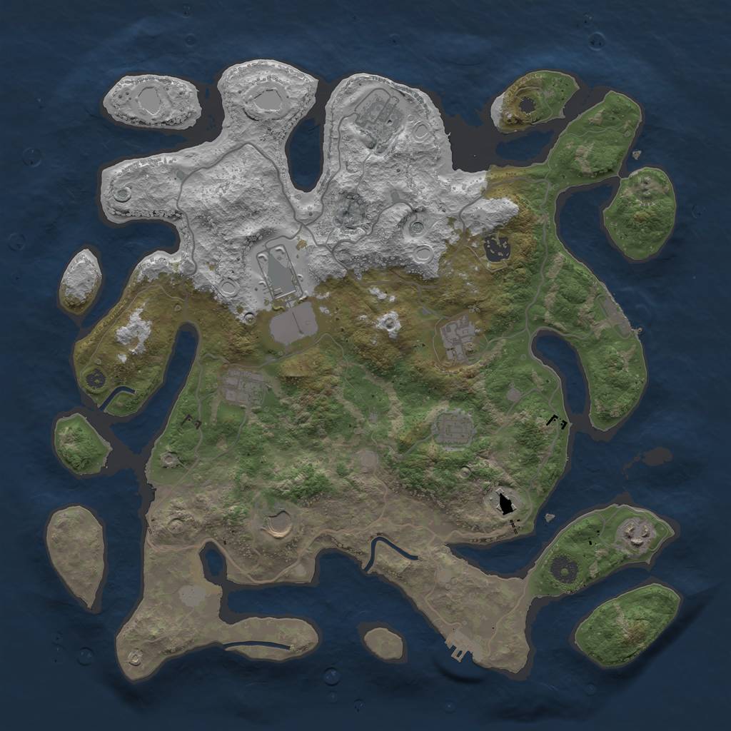 Rust Map: Procedural Map, Size: 4000, Seed: 69421, 17 Monuments