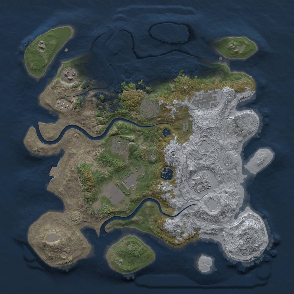 Rust Map: Procedural Map, Size: 3550, Seed: 301376, 12 Monuments